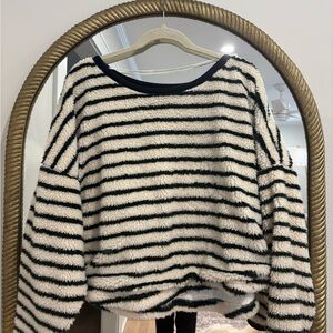 Free People Striped Fuzzy Sweater